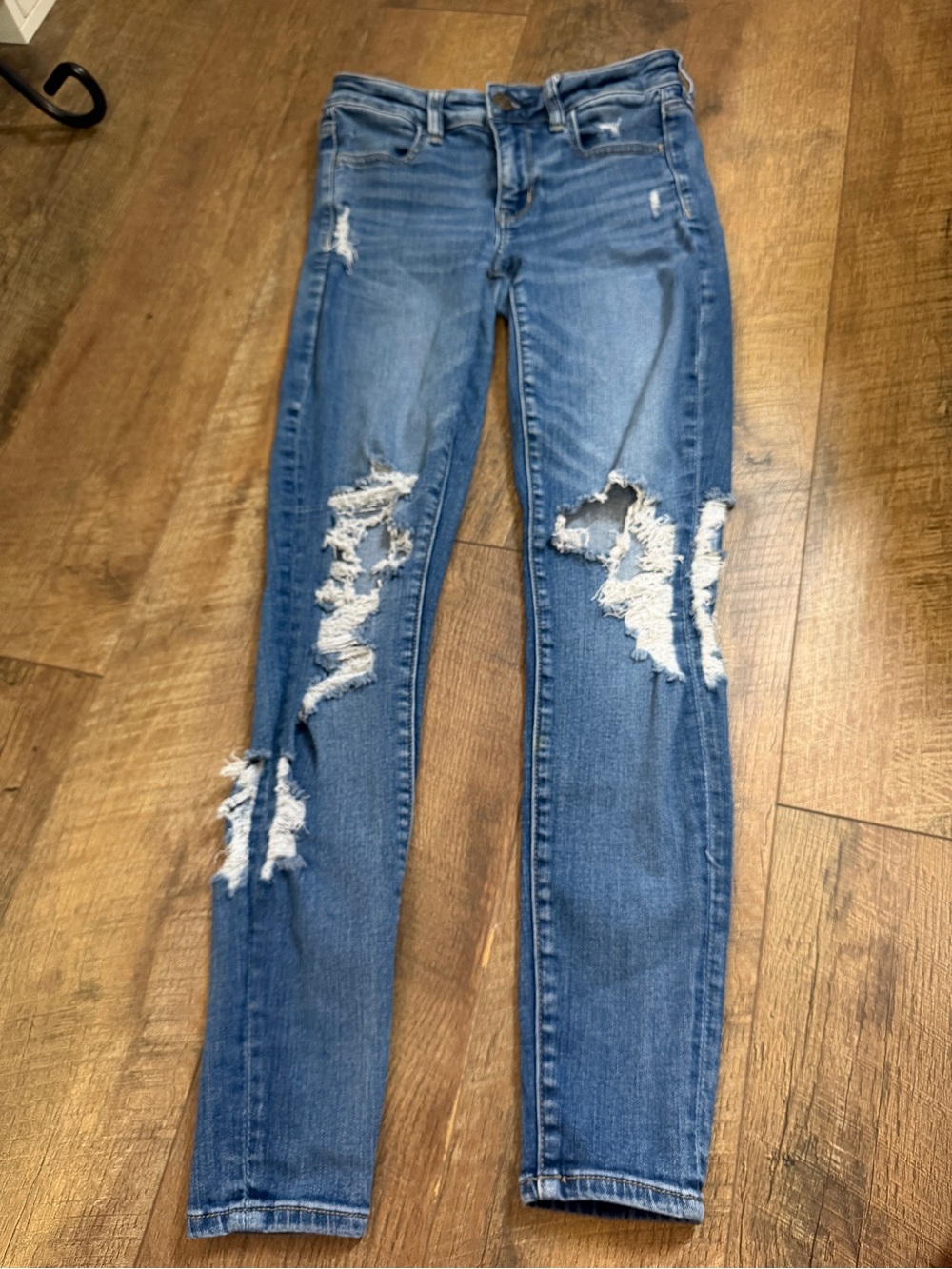 American Eagle Outfitters Blue Ripped Skinny Jeans